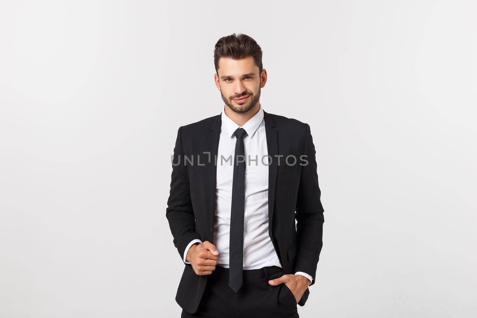 Business Concept - Portrait Handsome Business man confident face. White Background