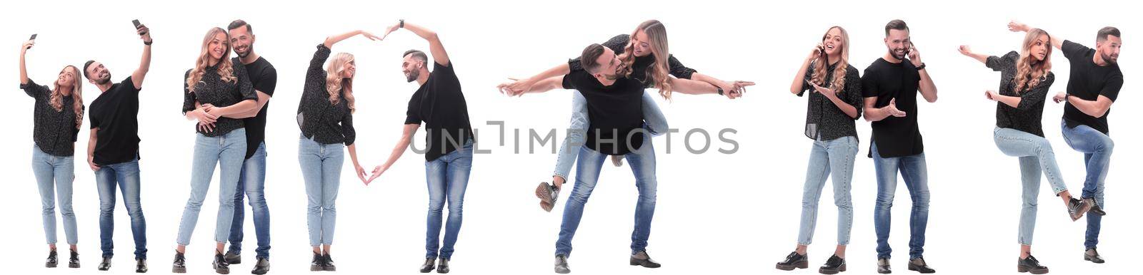 collage of photos of a couple of happy young people by asdf