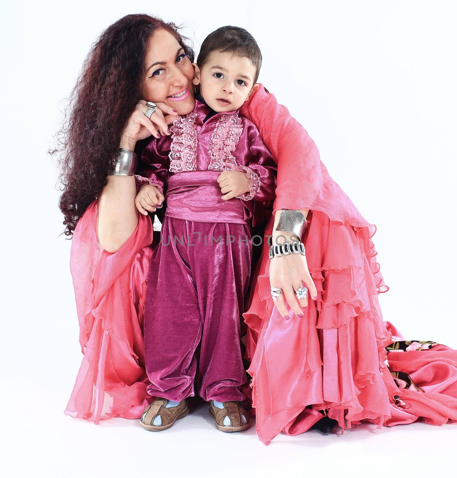 Gypsy family.mother and son.the national costume.ethnic culture.the photo with blank space for text