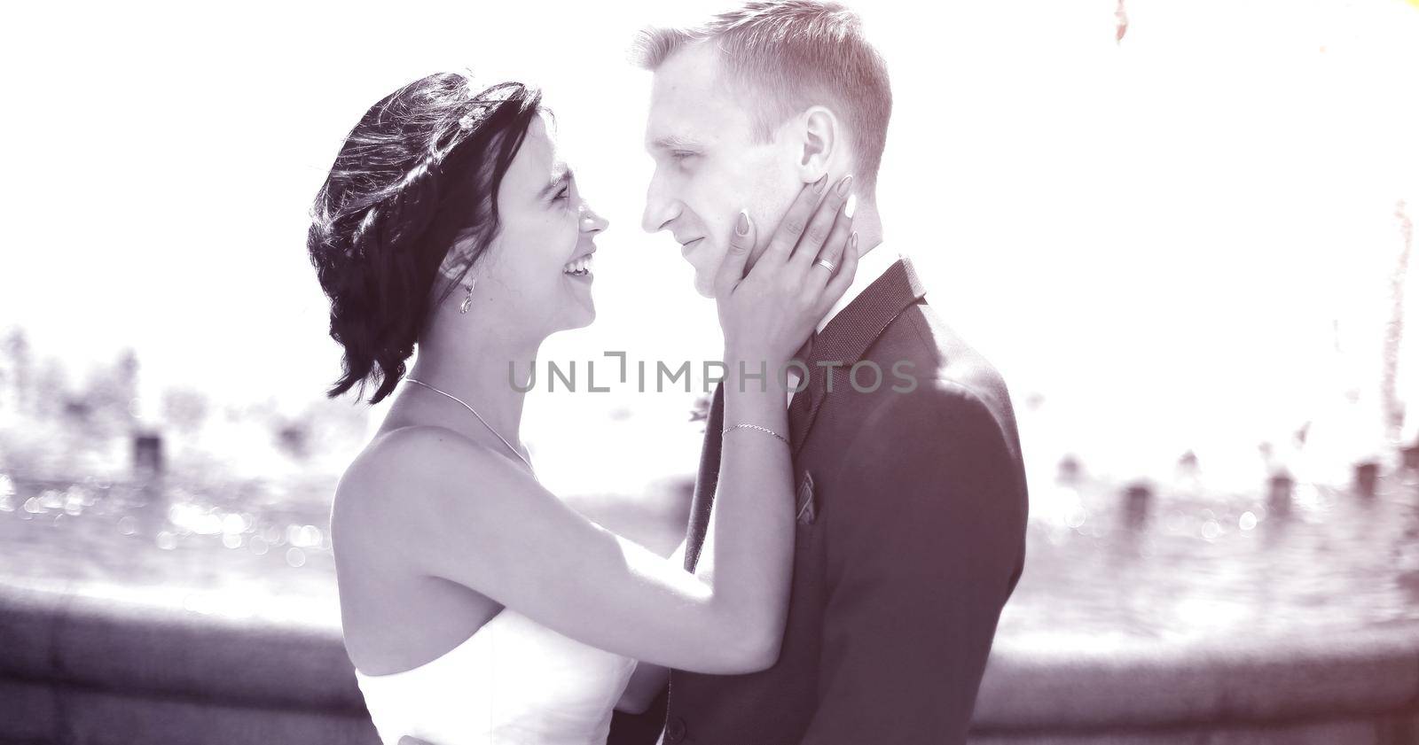 photo in retro.closeup portrait of bride and groom by SmartPhotoLab