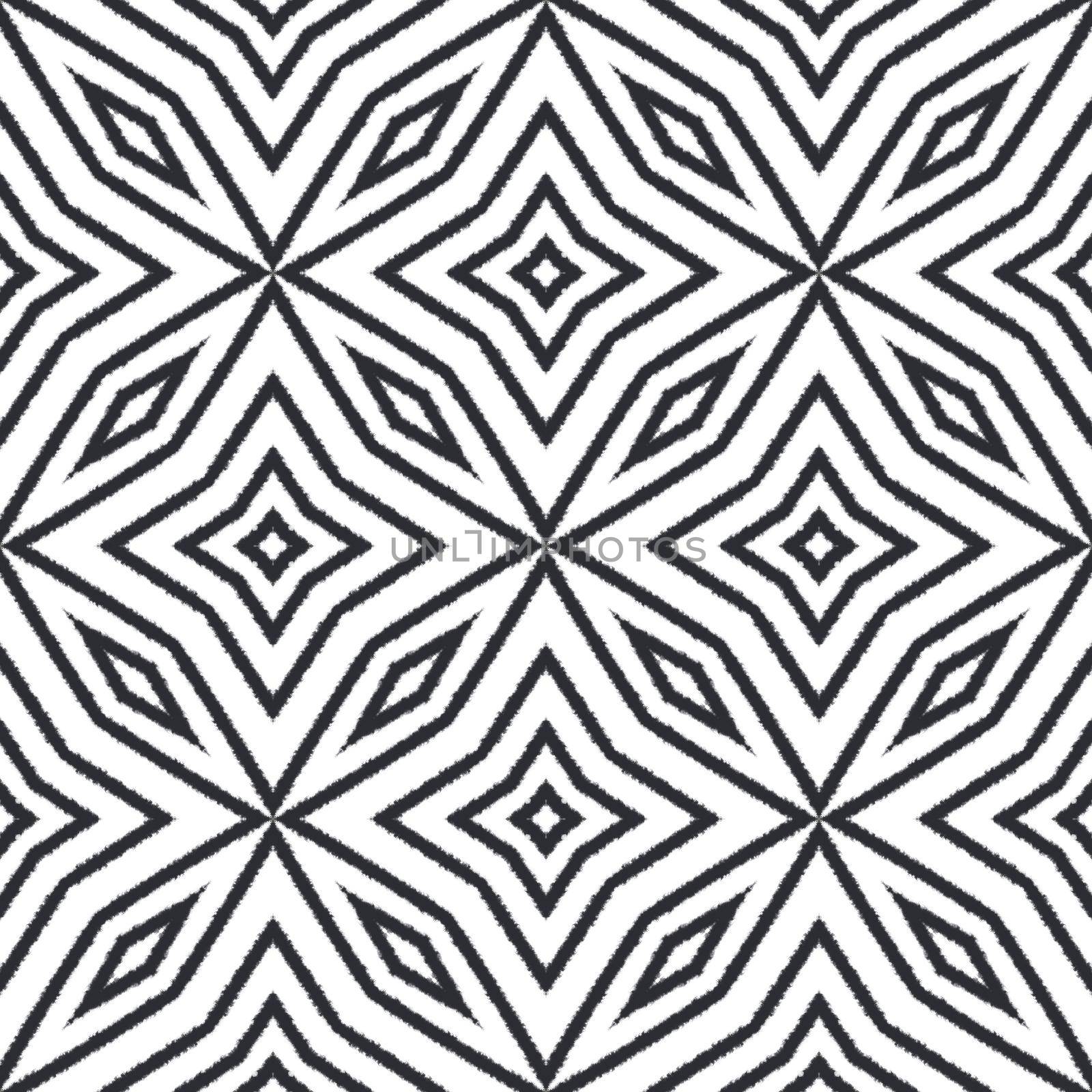 Striped hand drawn pattern. Black symmetrical by beginagain