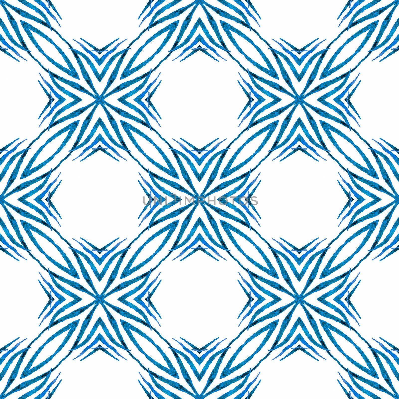 Textile ready eminent print, swimwear fabric, wallpaper, wrapping. Blue noteworthy boho chic summer design. Summer exotic seamless border. Exotic seamless pattern.