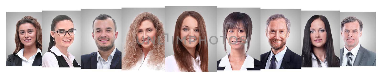 panoramic collage of portraits of young entrepreneurs. by asdf