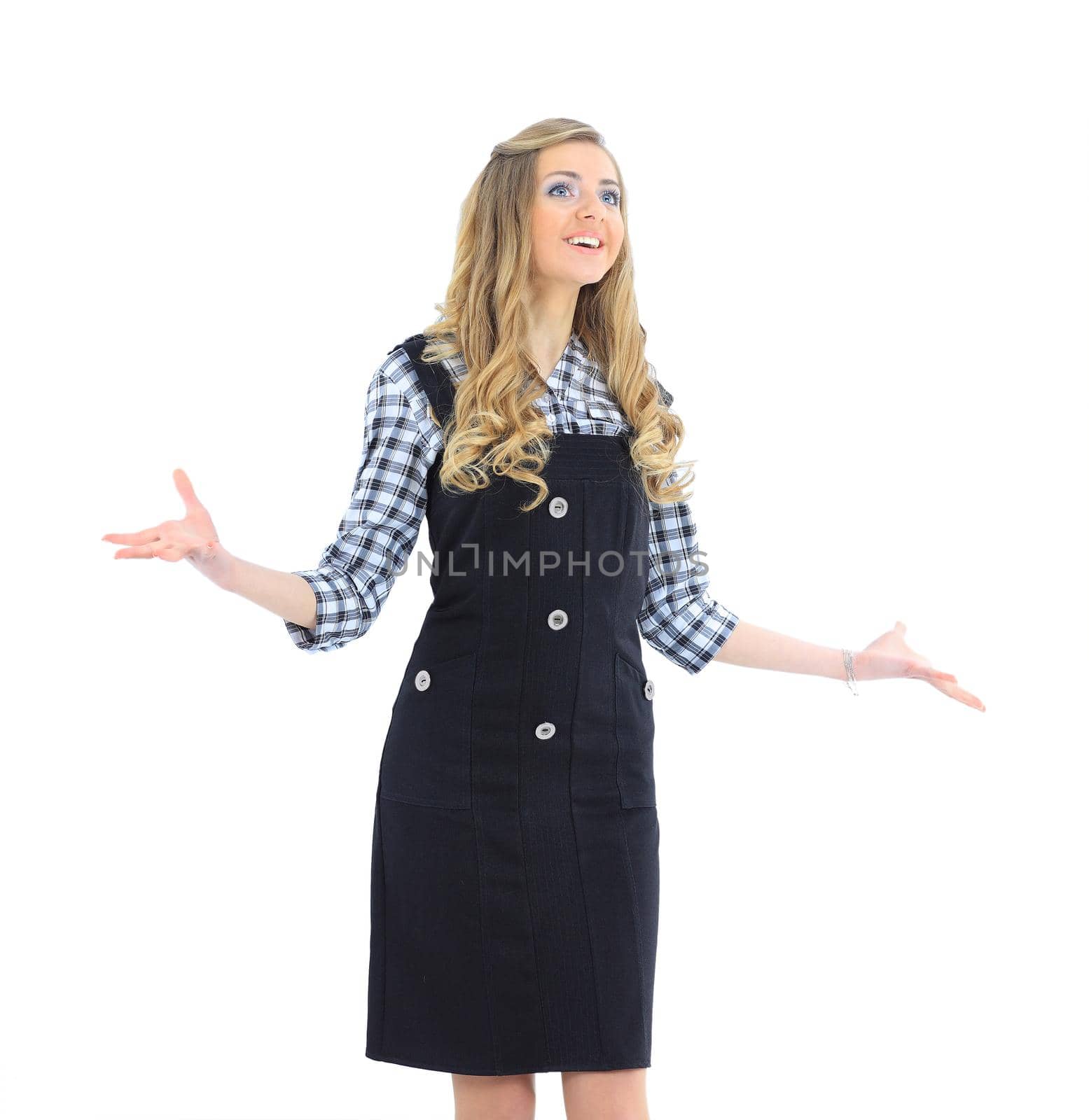 Beautiful business women. Isolated on a white background.