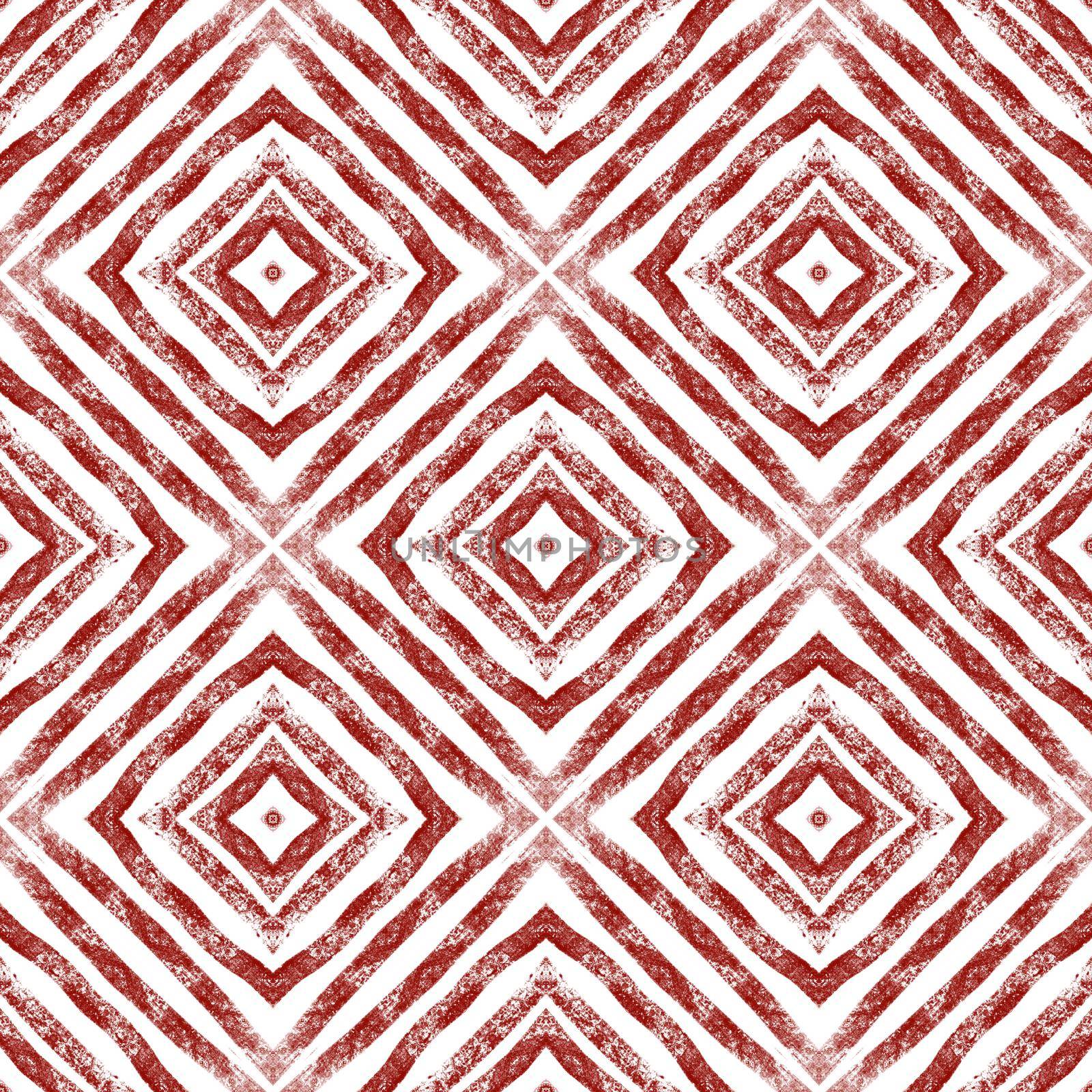 Exotic seamless pattern. Wine red symmetrical kaleidoscope background. Textile ready divine print, swimwear fabric, wallpaper, wrapping. Summer swimwear exotic seamless design.