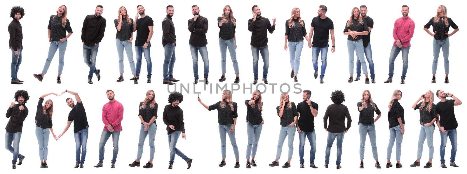 collage of photos of many diverse young people. isolated on a white background