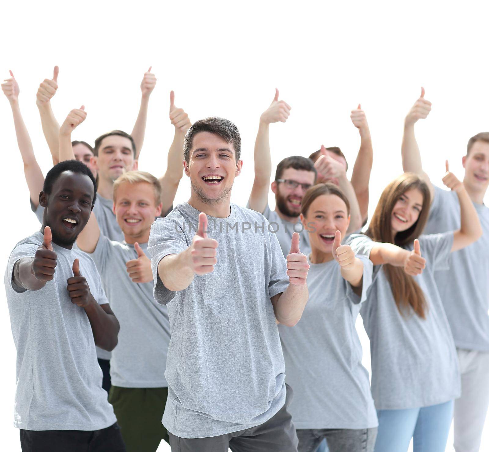 group of young people showing thumbs up by asdf