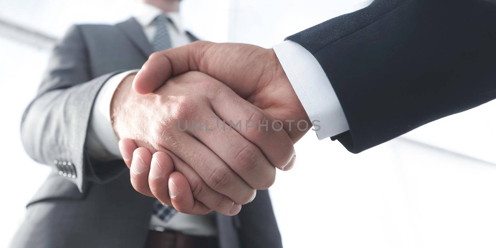 Friendly businessmen handshaking. Business concept photo