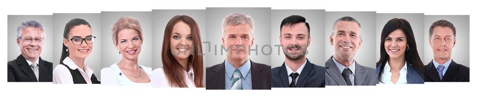 panoramic collage of portraits of young entrepreneurs. business concept