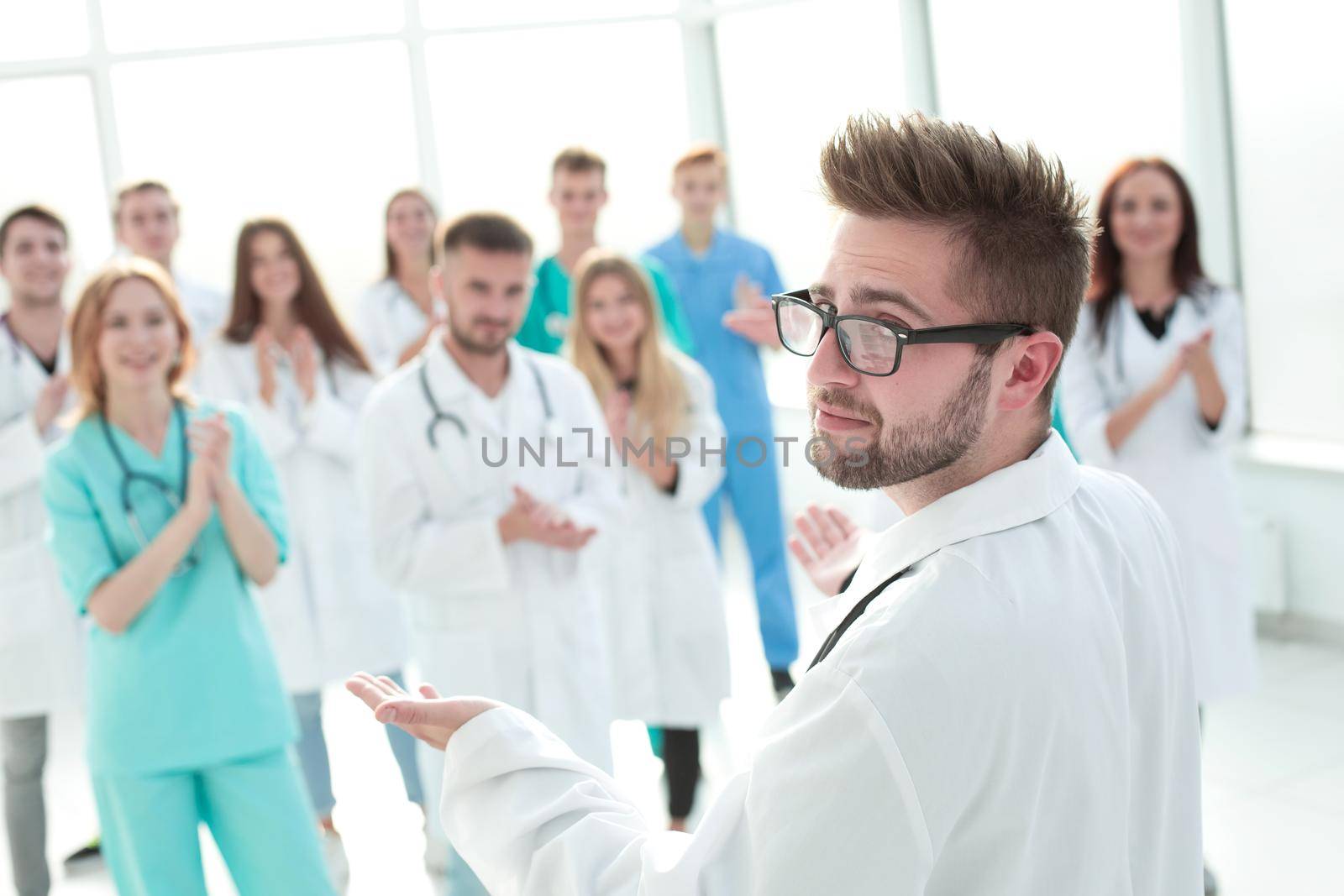close up. a large group of different doctors standing together . the concept of health