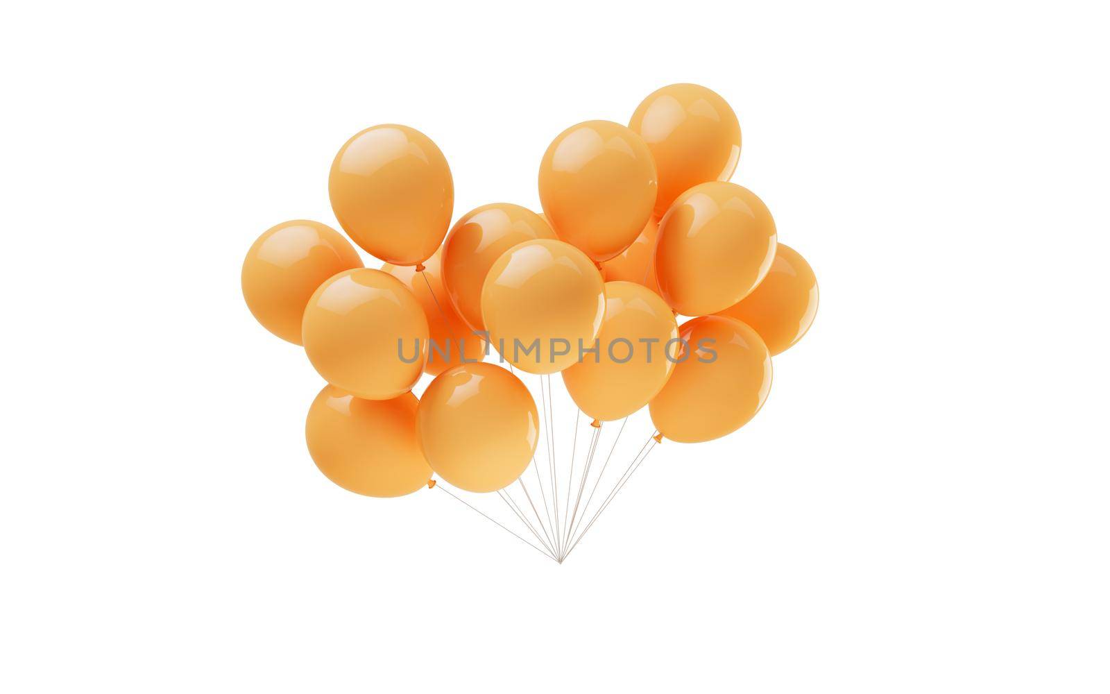 Balloons isolated on white background, 3d rendering. Computer digital drawing.