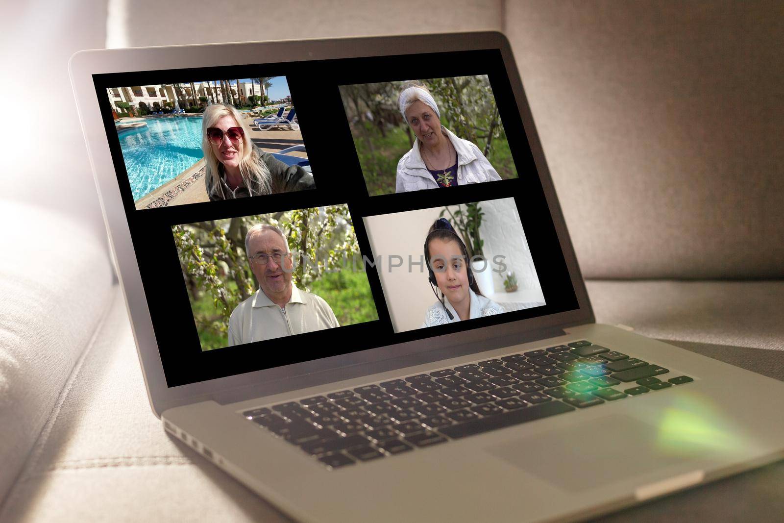 video call from home, screen, Webcam, communicate online.