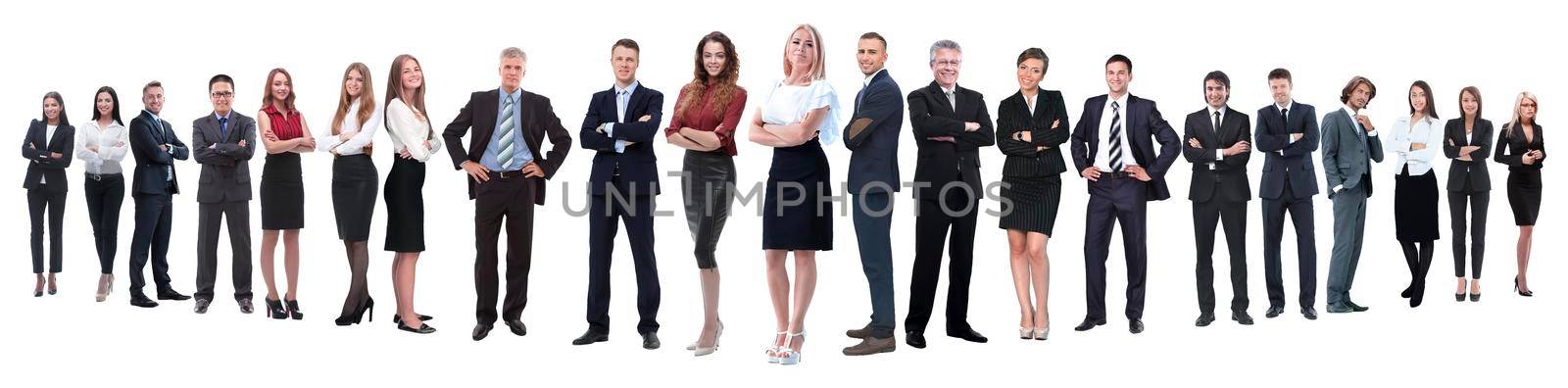 in full growth.professional business team isolated on white background.