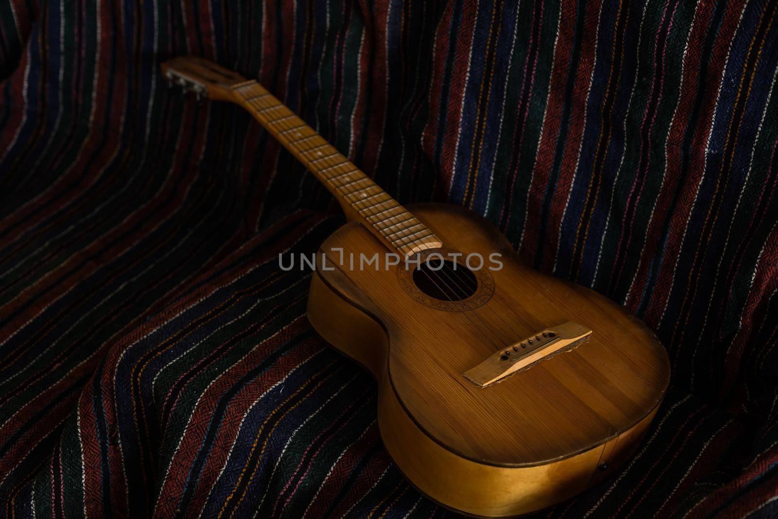 acoustic guitar. Christmas gift with space for text.