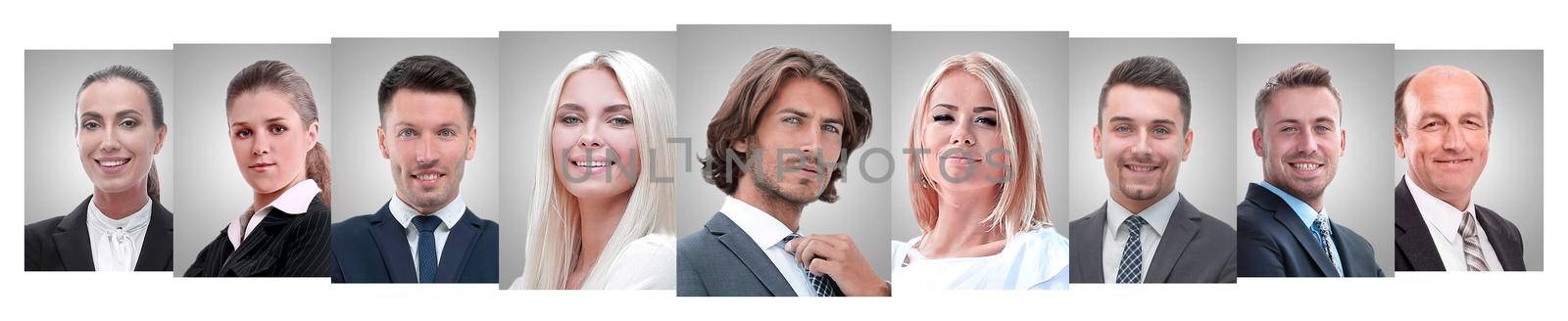 panoramic collage of portraits of young entrepreneurs. business concept