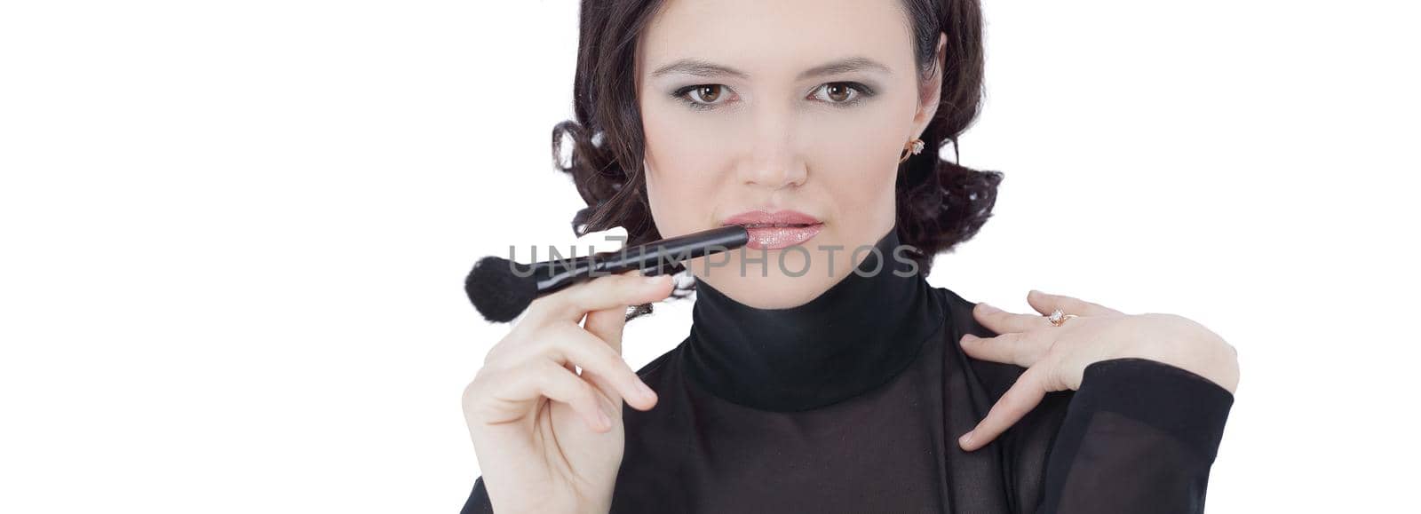 stylish young woman with brush for makeup by SmartPhotoLab
