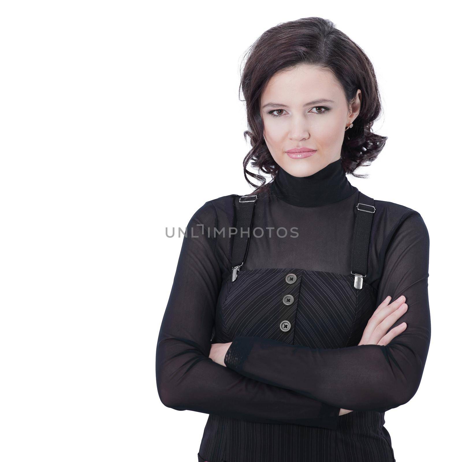portrait of modern business woman.isolated on white.photo with copy space