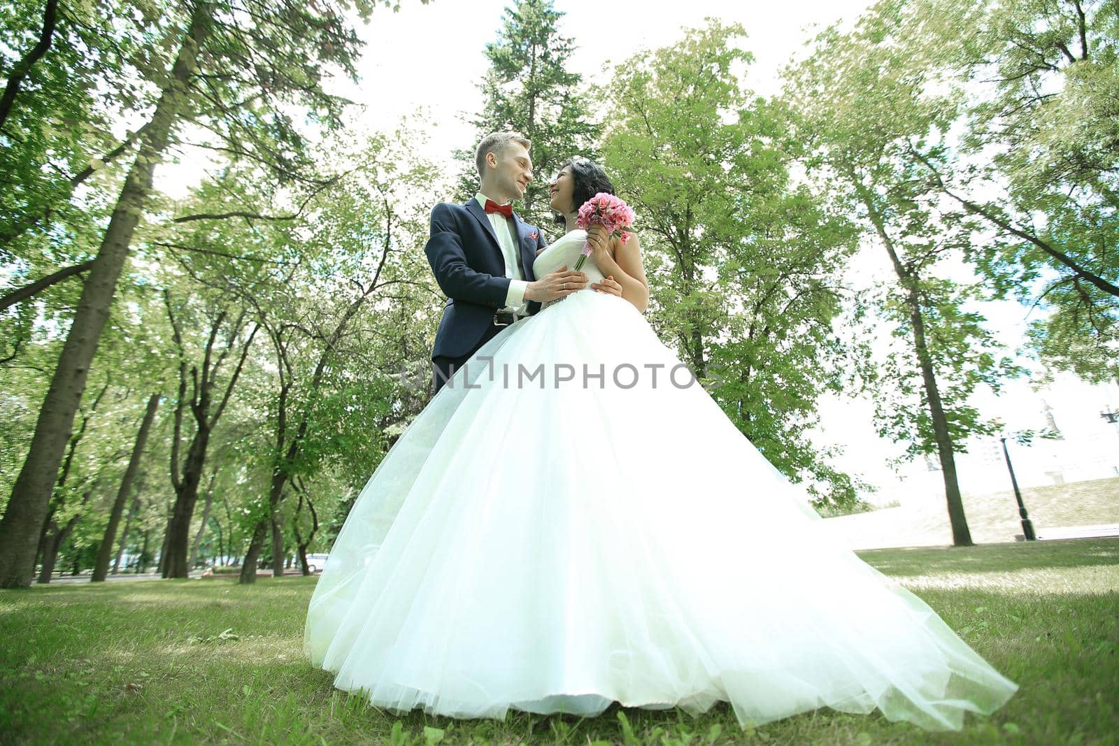 happy newlyweds in the Park in Sunny day by SmartPhotoLab