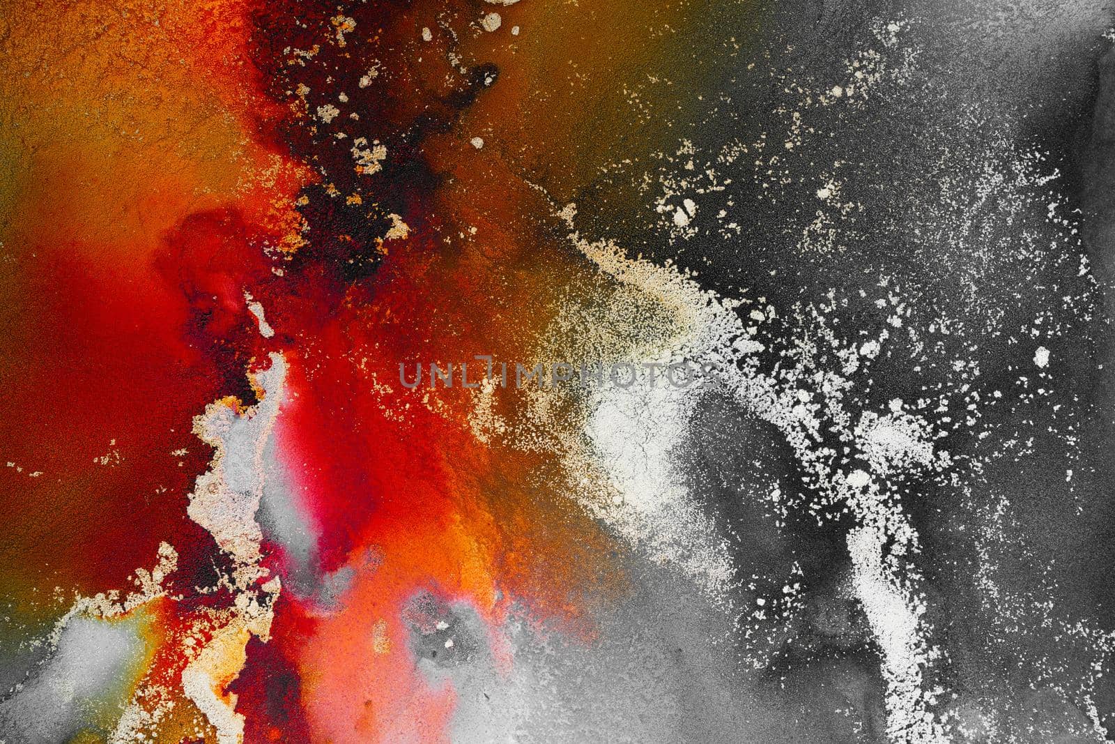Burning abstract background from marble ink art of exquisite original painting . Painting was painted on high quality paper texture to create smooth marble background pattern of ombre alcohol ink .
