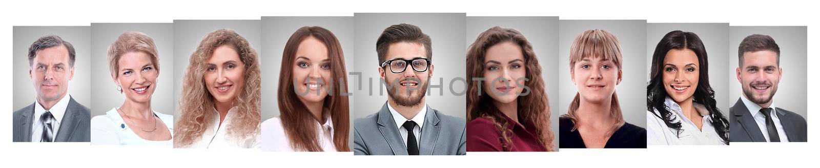 panoramic collage of portraits of young entrepreneurs. by asdf