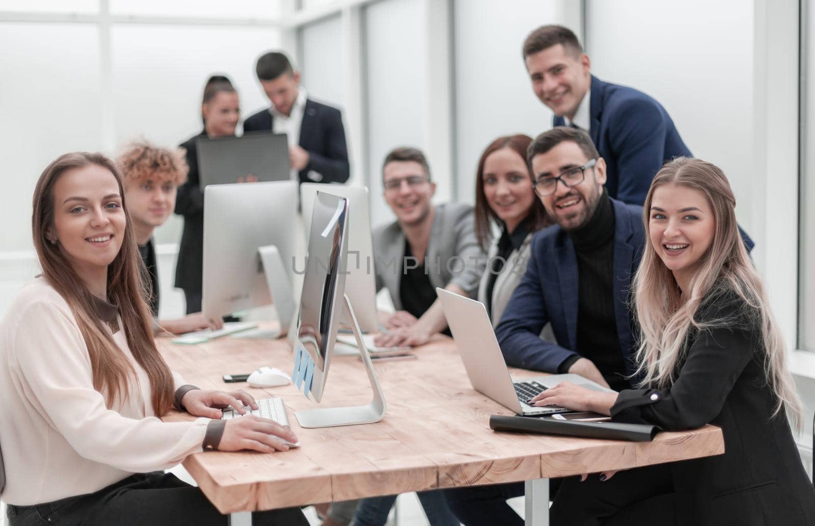 young business people work in a modern office. office weekdays