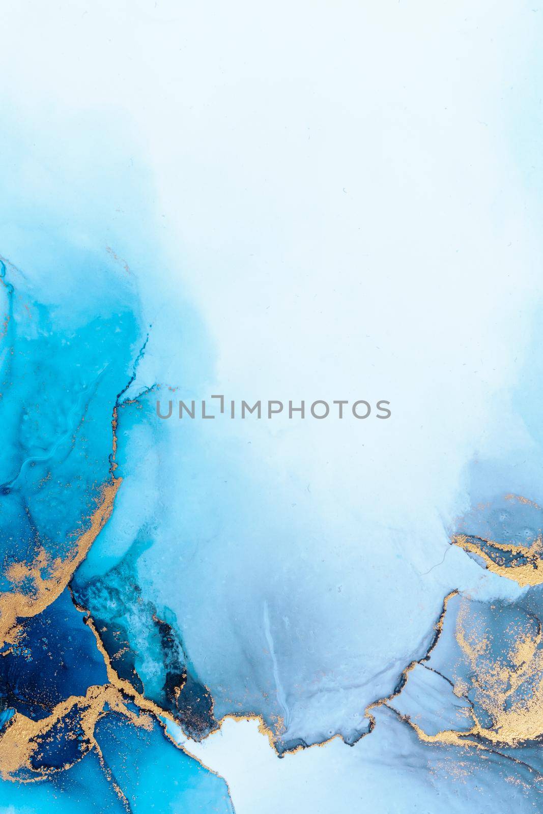 Luxury blue abstract background of marble liquid ink art painting on paper . Image of original artwork watercolor alcohol ink paint on high quality paper texture .