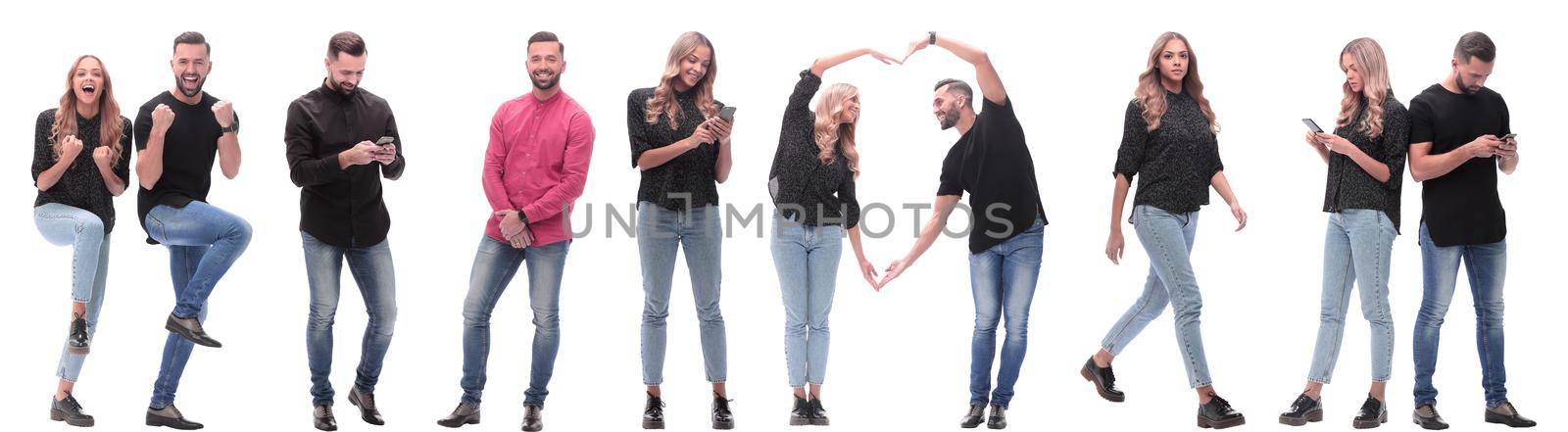 collage of photos of successful young people. isolated on a white background