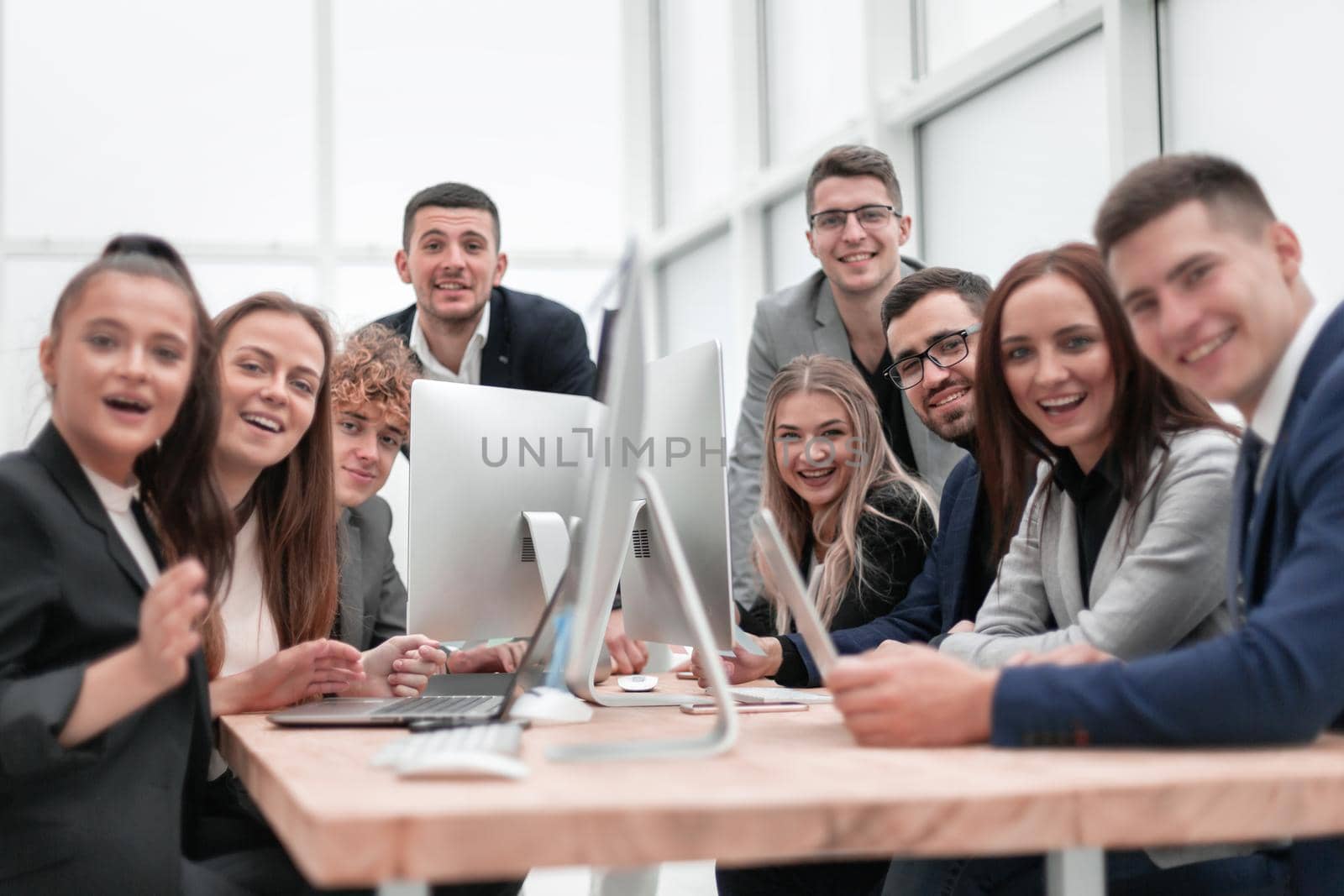 professional young employees sitting together at the office Desk. the concept of teamwork