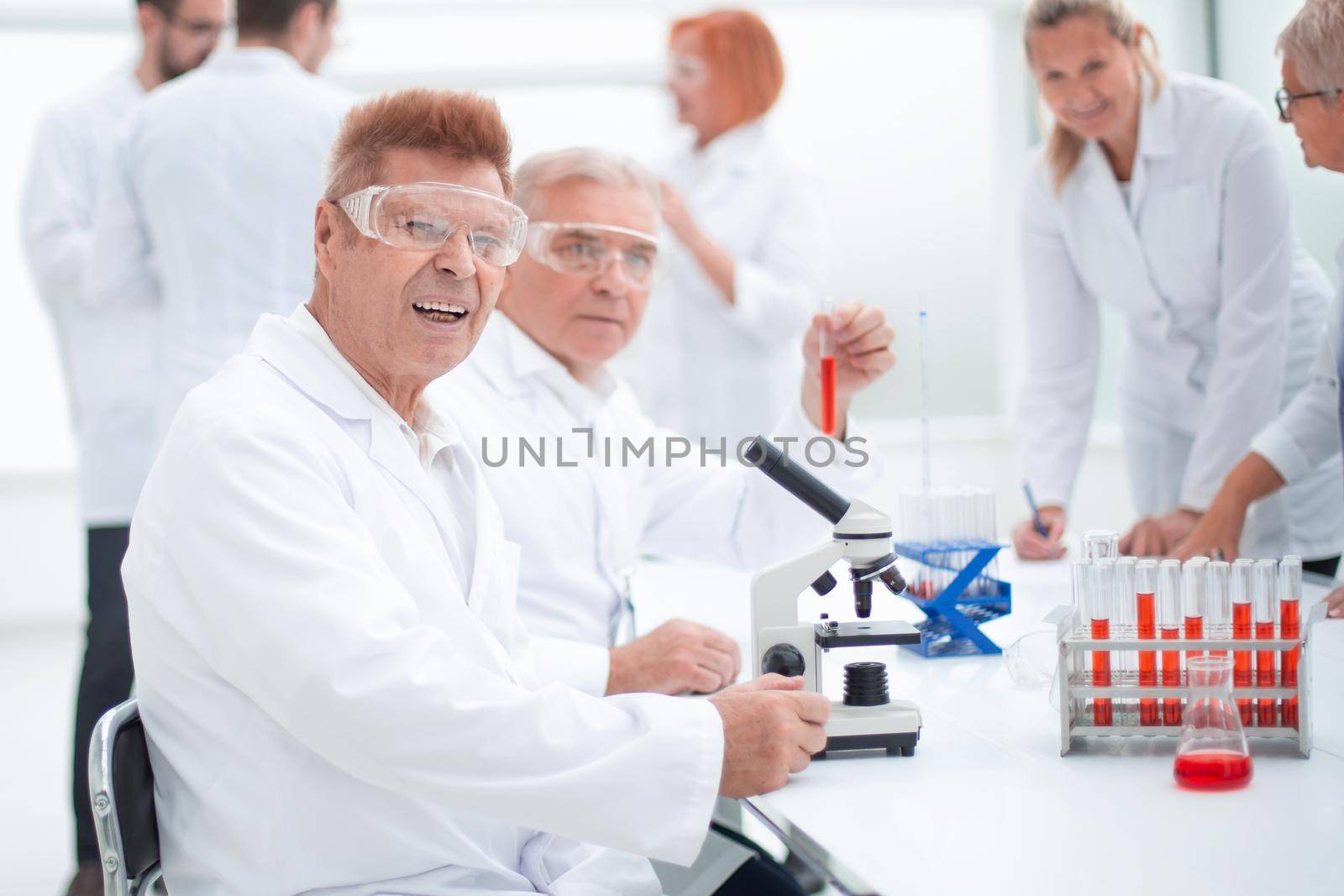 close up. group of scientists analyzing the results of tests.