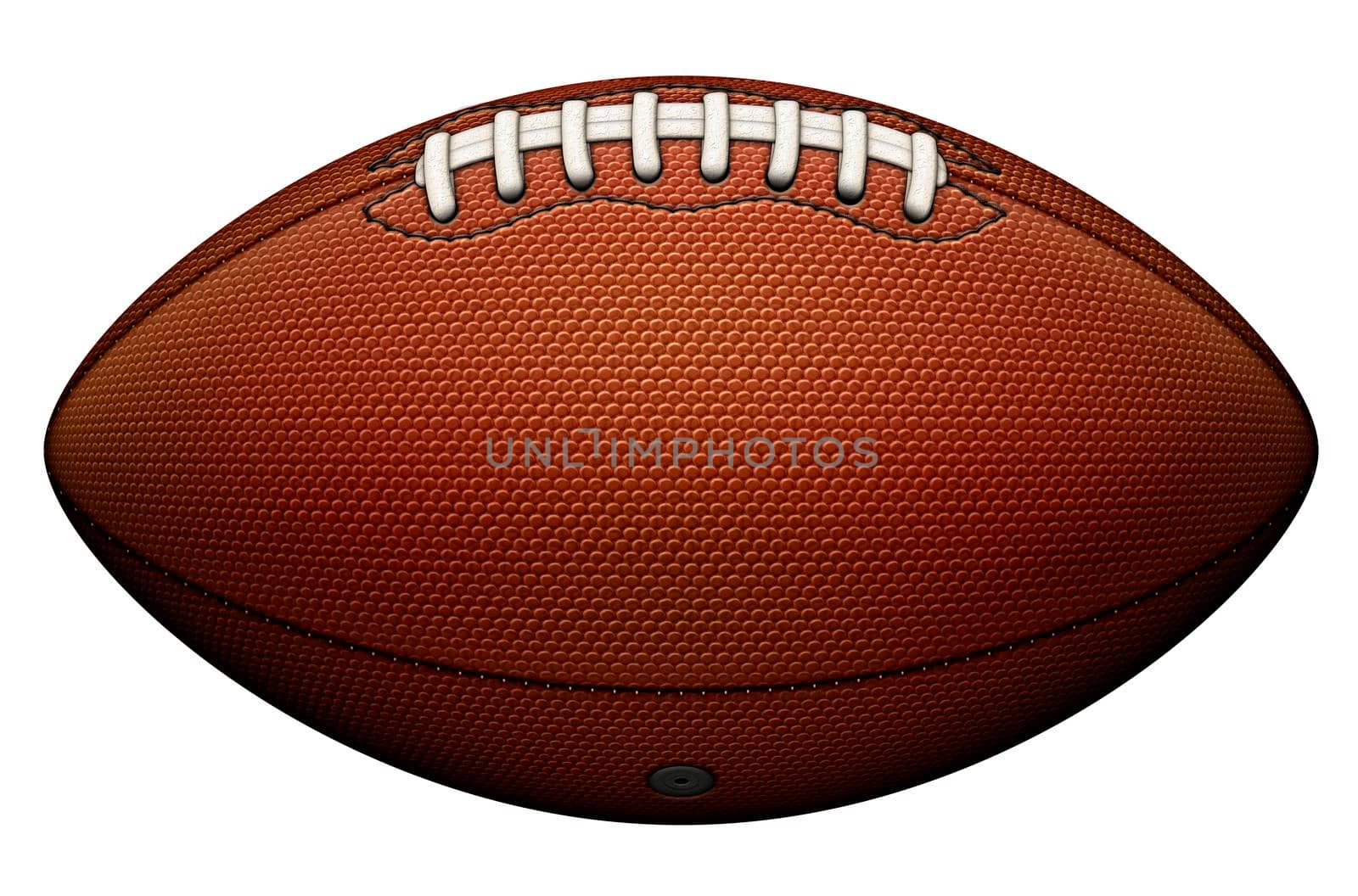 An american football  with the laces positioned at top without any labels or inscriptions. Also isolated from the background.