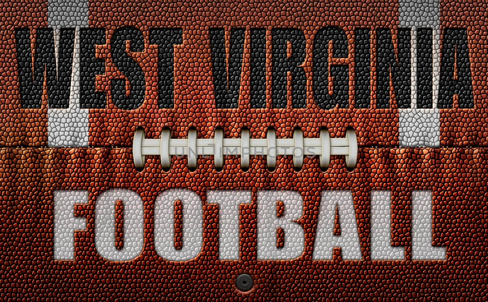 West Virginia Football Text on a Flattened Football by jimlarkin