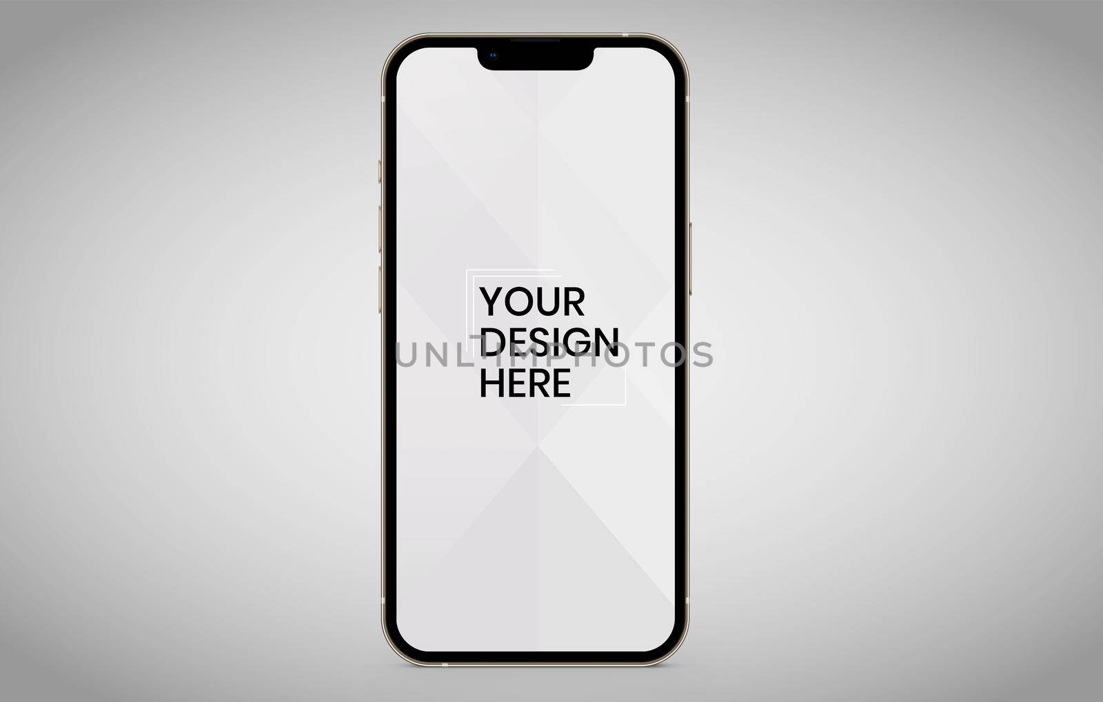 smartphone screen on white background mock up. Phone modern screen design. mock up isolated on gray background PSD. Save with clipping path.