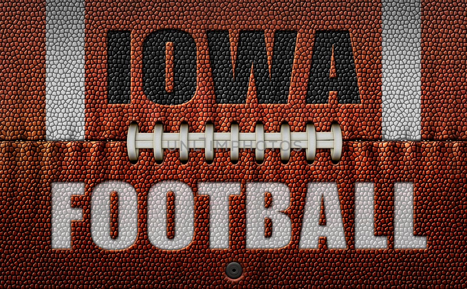 Iowa Football Text on a Flattened Football by jimlarkin