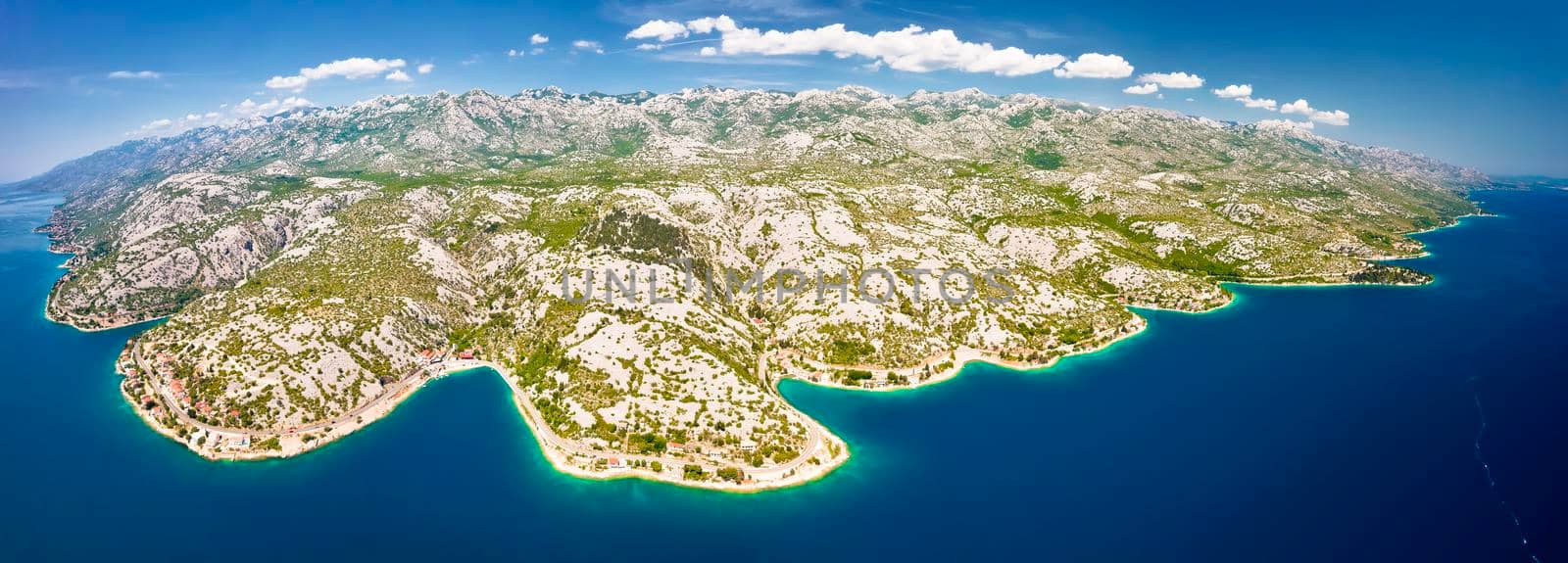 Velebit mountain aerial panoramic view near village of Tribanj by xbrchx