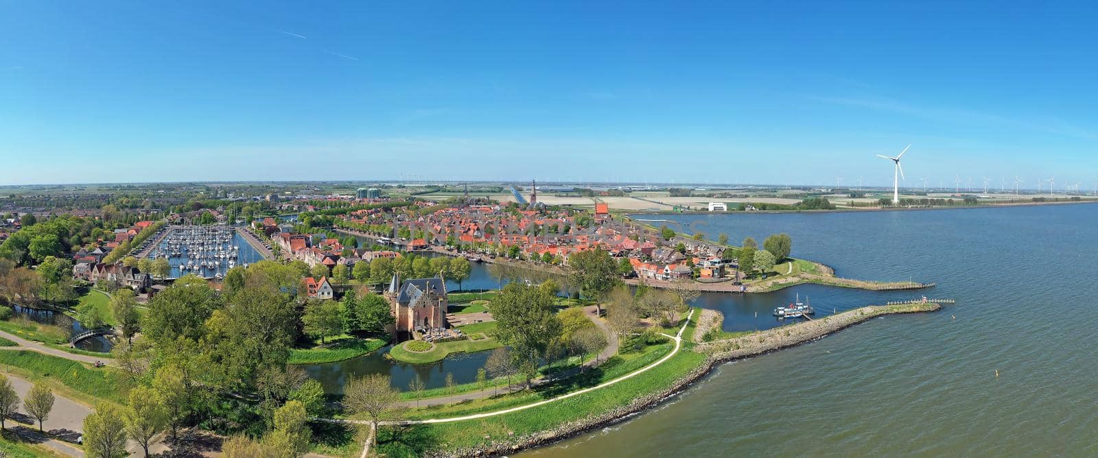 Aerial panorama from the city Medemblik in the Netherlands by devy