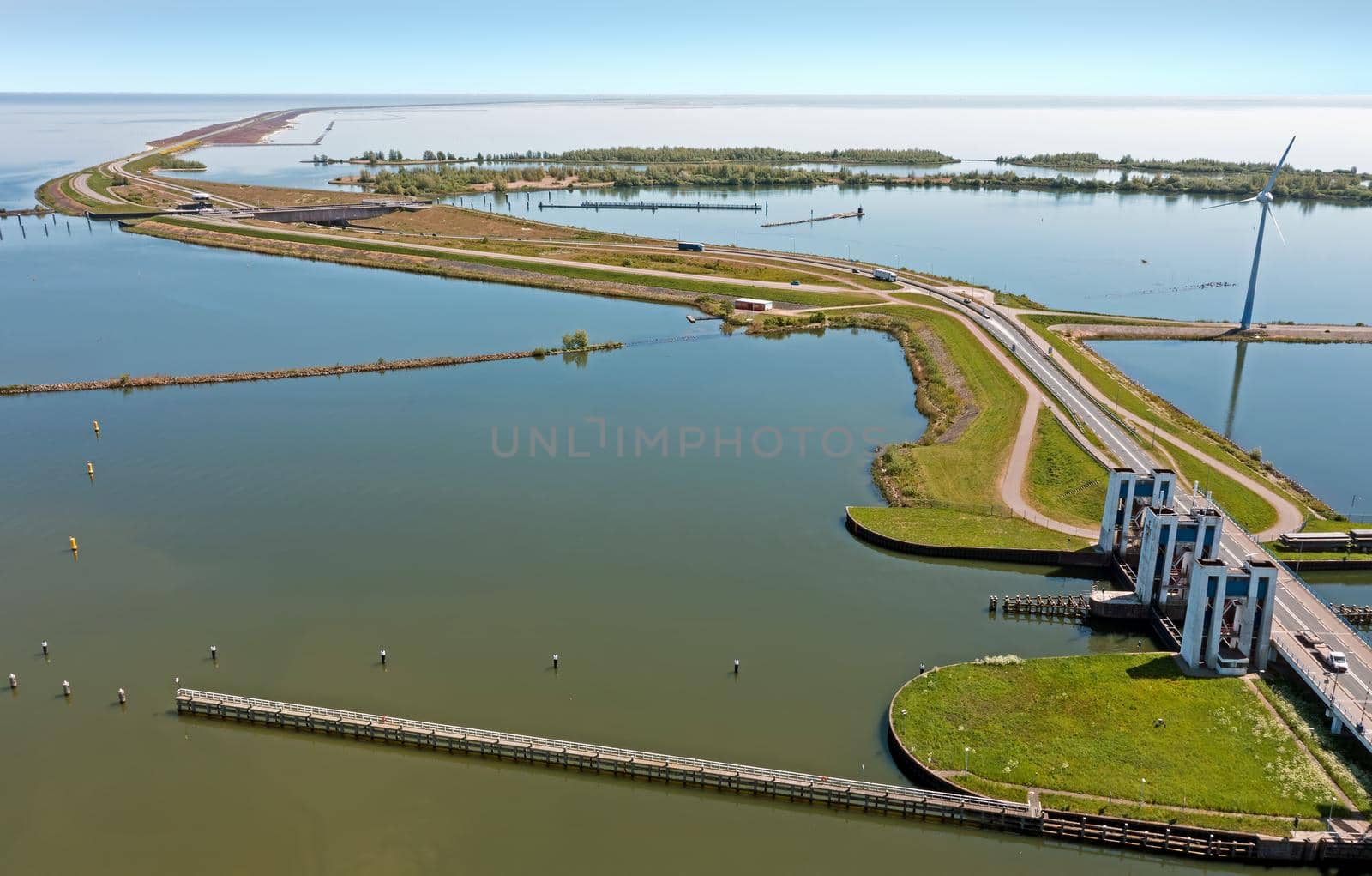 Aerial from the Krabbersgat sluices near Enkhuizen in the Netherlands by devy