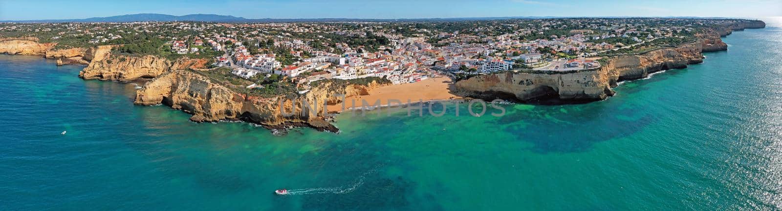 Aerial panorama from the historical village Carvoeiro in the Algarve Portugal by devy