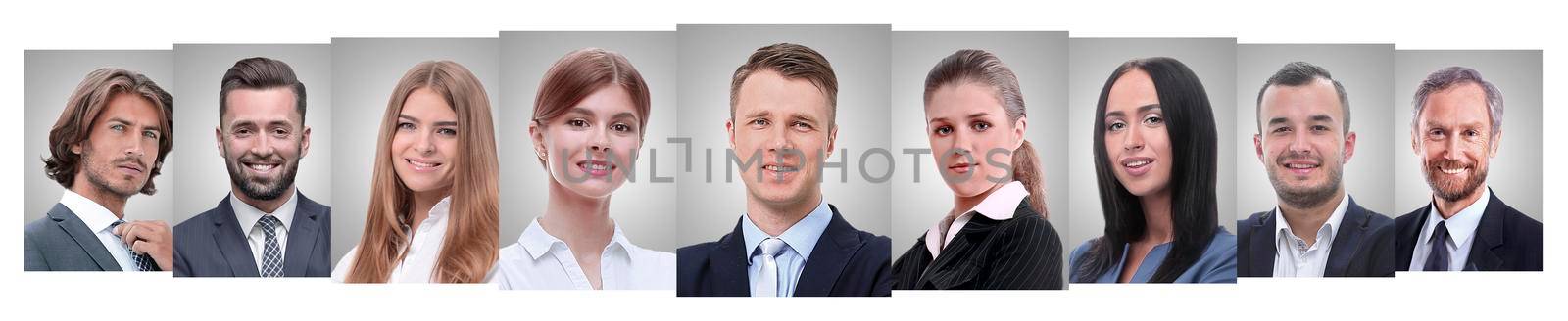 panoramic collage of portraits of young entrepreneurs. business concept