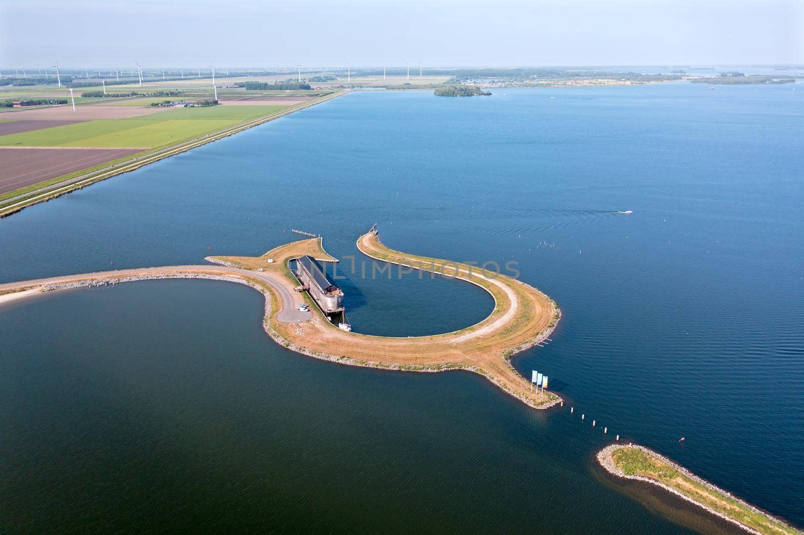 Aerial from the tulip island near Zeewolde in the Netherlands