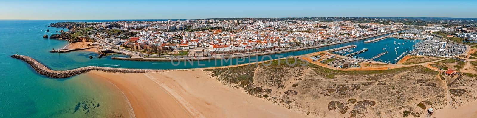 Aerial panorama from the city Lagos in the Algarve Portugal by devy