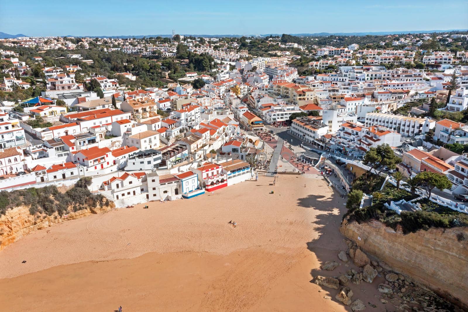 Aerial from the historical village Carvoeiro in the Algarve Portugal by devy