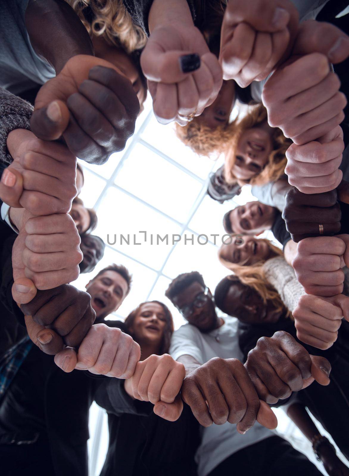 close up . ring of hands as a concept of unity by asdf