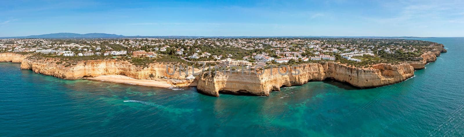 Aerial panorama from Praia do Vale de Centeanes in the Algarve Portugal by devy