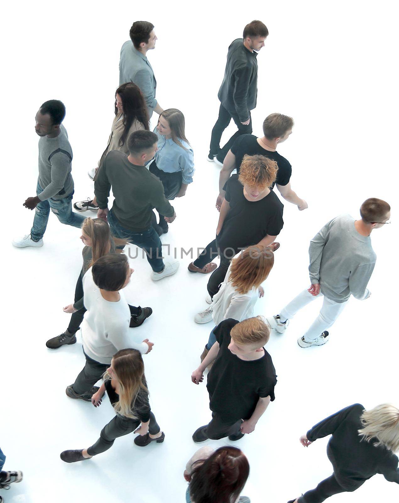 top view . modern young people walking in opposite directions by asdf