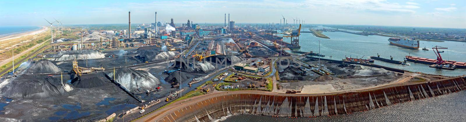 Aeria panorama from industry in IJmuiden in the Netherlands