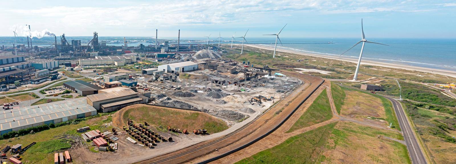 Panorama from industry in IJmuiden in the Netherlands