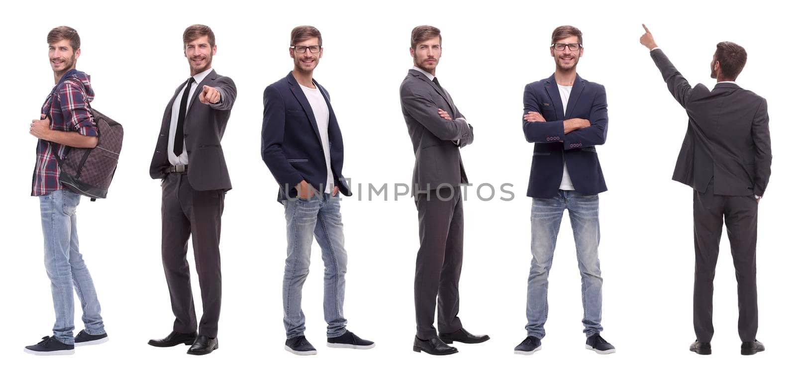 photo collage successful modern young man .isolated on white background