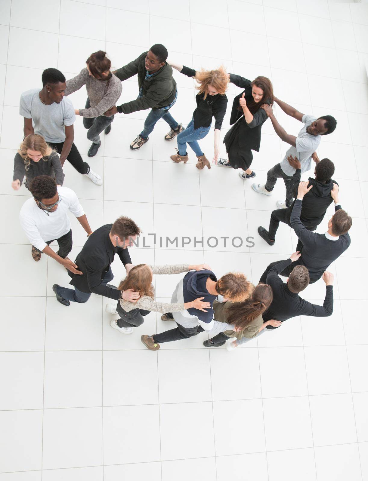 Large group of people in the shape of circle by asdf