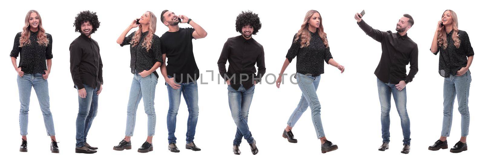 collage of photos of successful young people. isolated on a white background