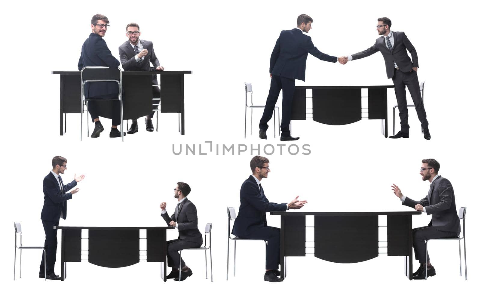 callage. two business people sitting at the Desk by asdf